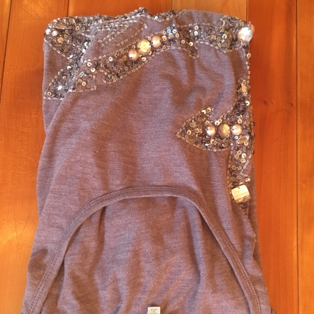 Purple Charlotte Russe T-shirt w Jewels & Beads - Picture 6 of 6